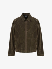Suede Lapel Deconstructed Patchwork Jacket