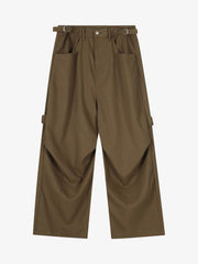 Adjustable Waistband Pleated Casual Pants