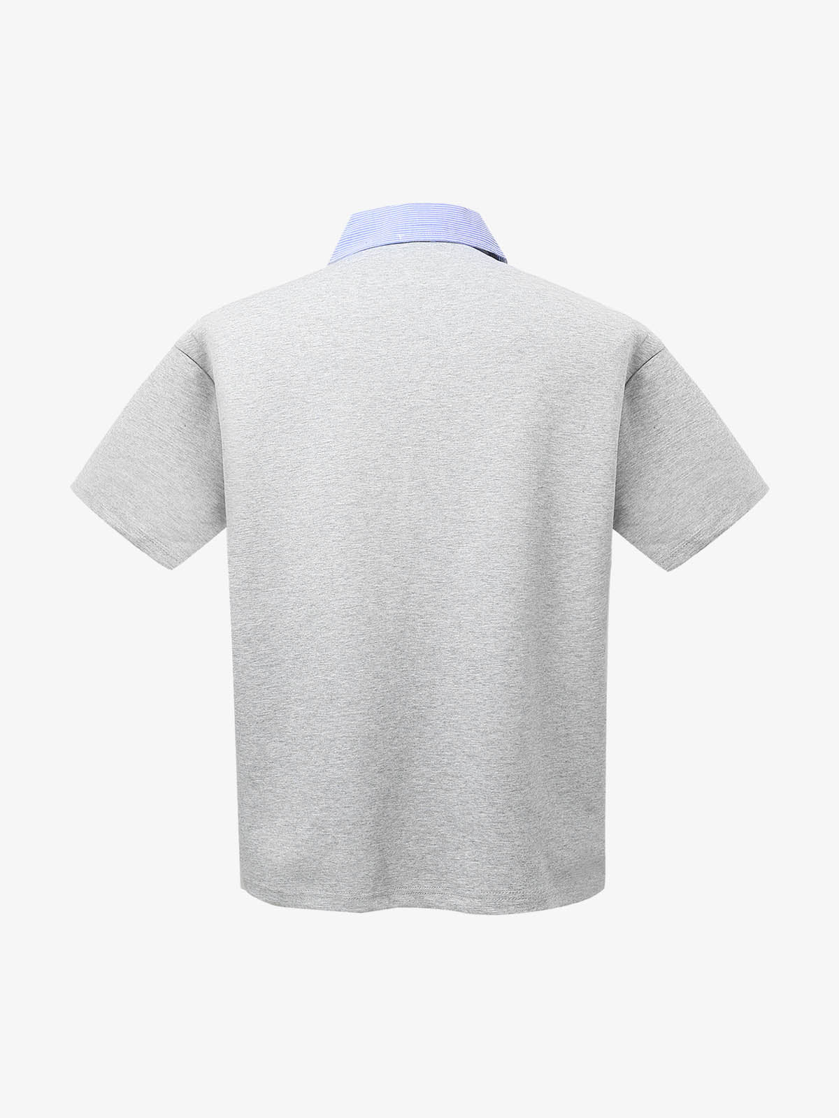 Retro Deconstructed Patchwork Striped Lapel T-Shirt
