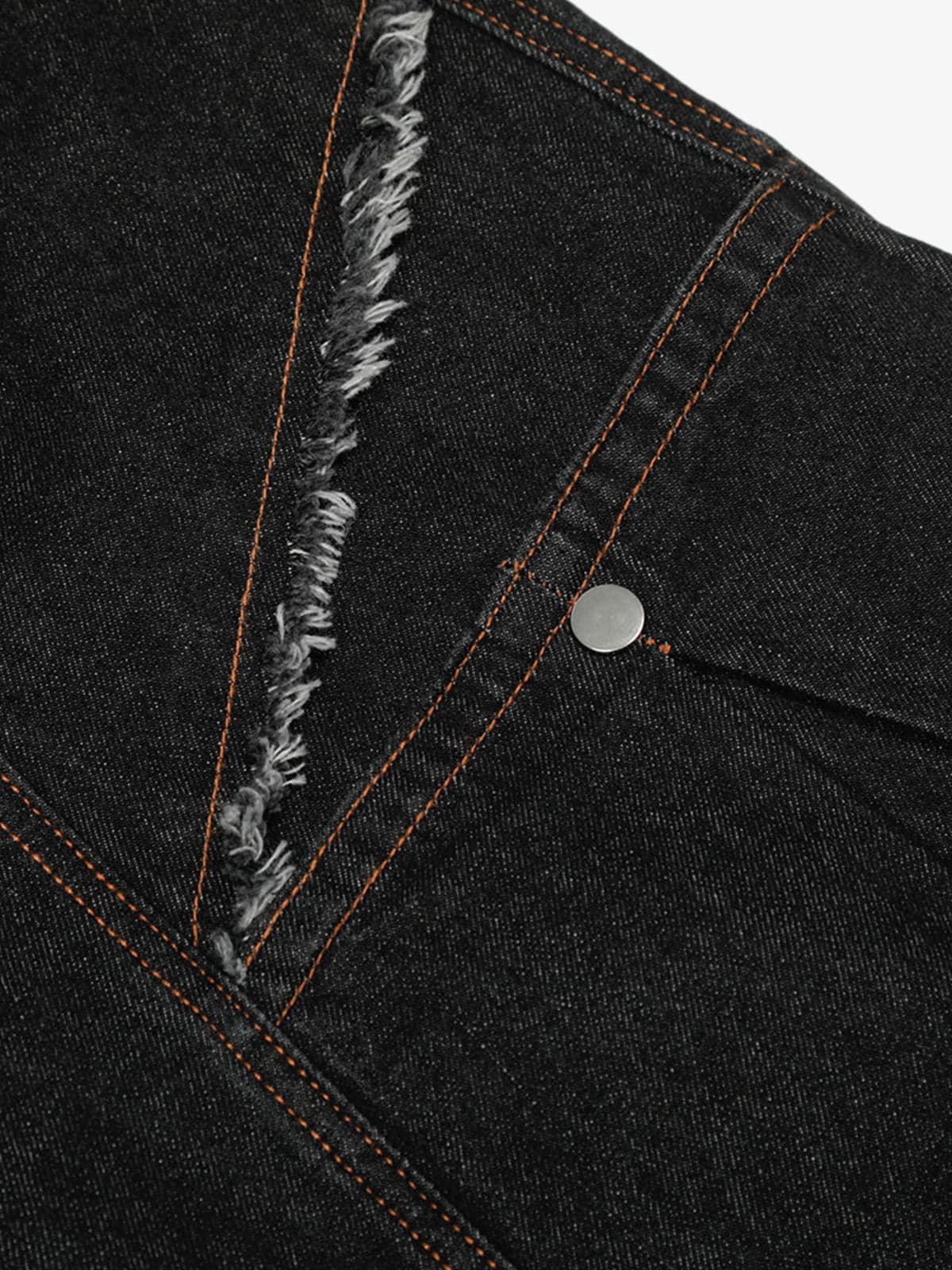 Vintage Denim Stitching Deconstructed Work Barrel Jeans