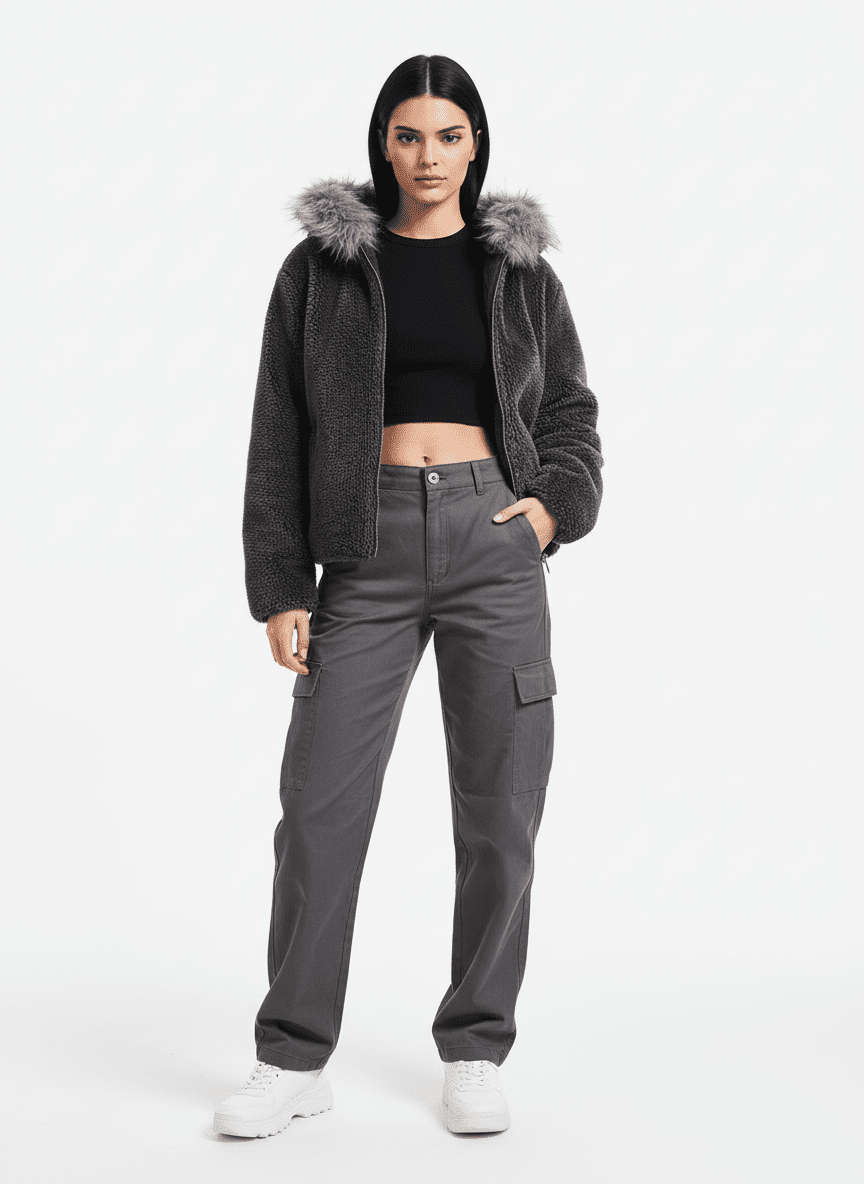 Fur Hooded Quilted Sherpa Jacket
