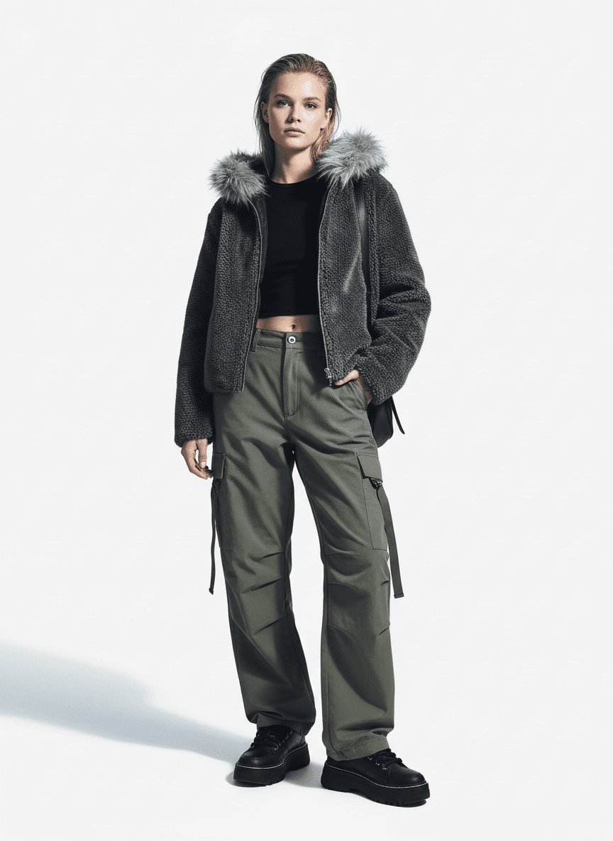 Fur Hooded Quilted Sherpa Jacket