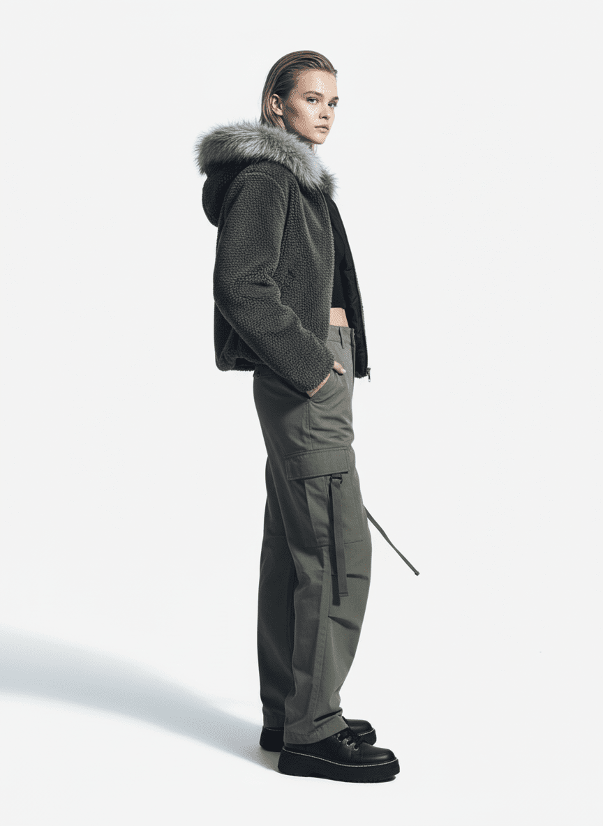 Fur Hooded Quilted Sherpa Jacket