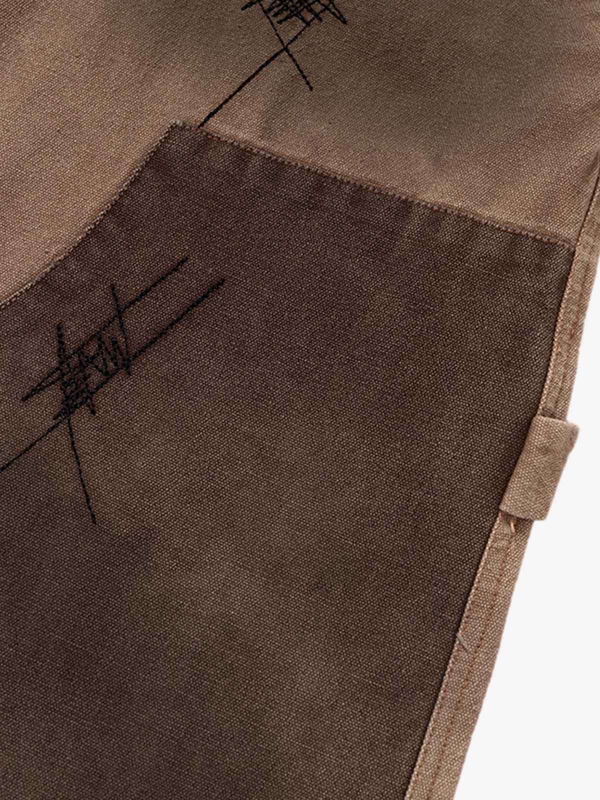 Scratched Patchwork Distressed Embroidered Work Jeans