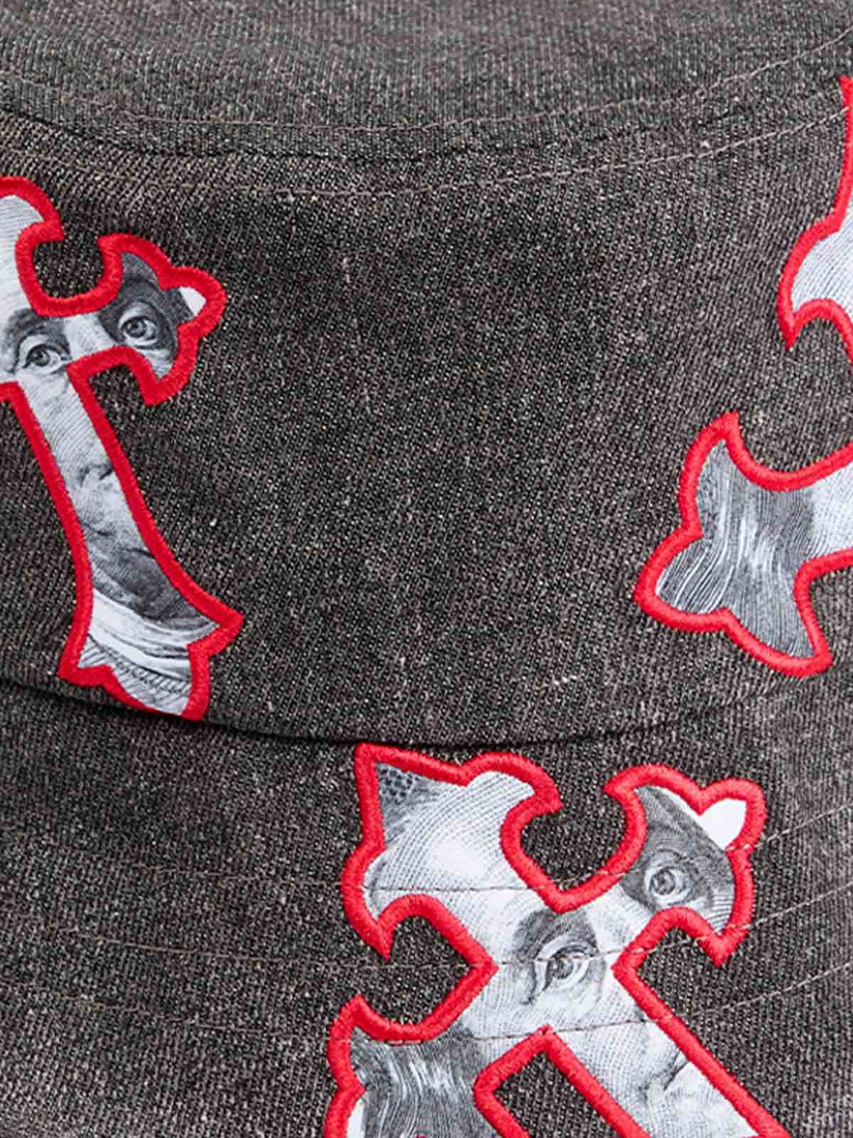 Cross And Portrait Denim Bucket Hat