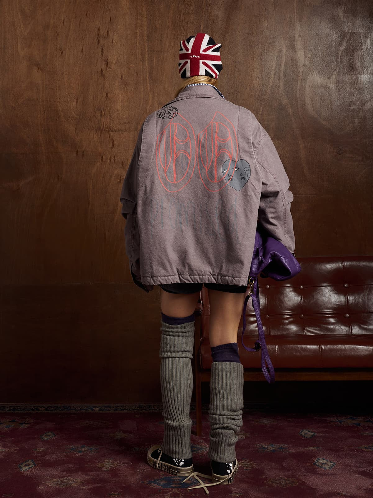 Street Graffiti Distressed High-Neck Padded Cotton Jacket
