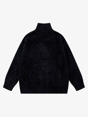 Ink Butterfly Jacquard High-Neck Zip Cardigan Sweater