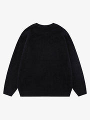 Letter Embroidery Round Neck Casual Sweater