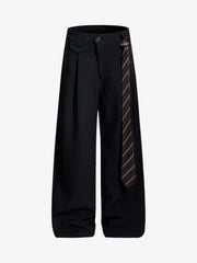 Tie Detail Relaxed Fit Draped Suit Pants