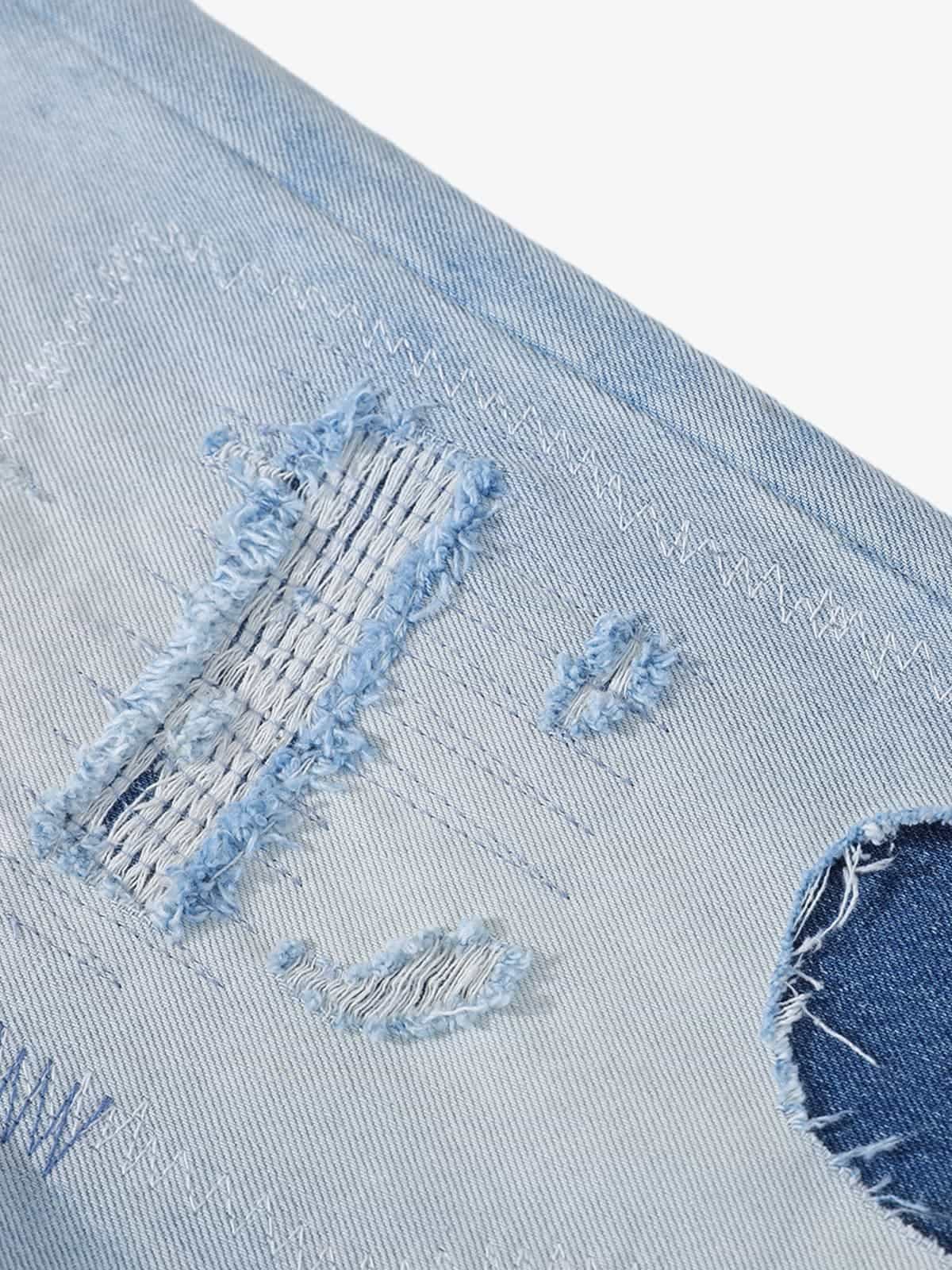 Vintage Washed Patch Ripped Baggy Jeans