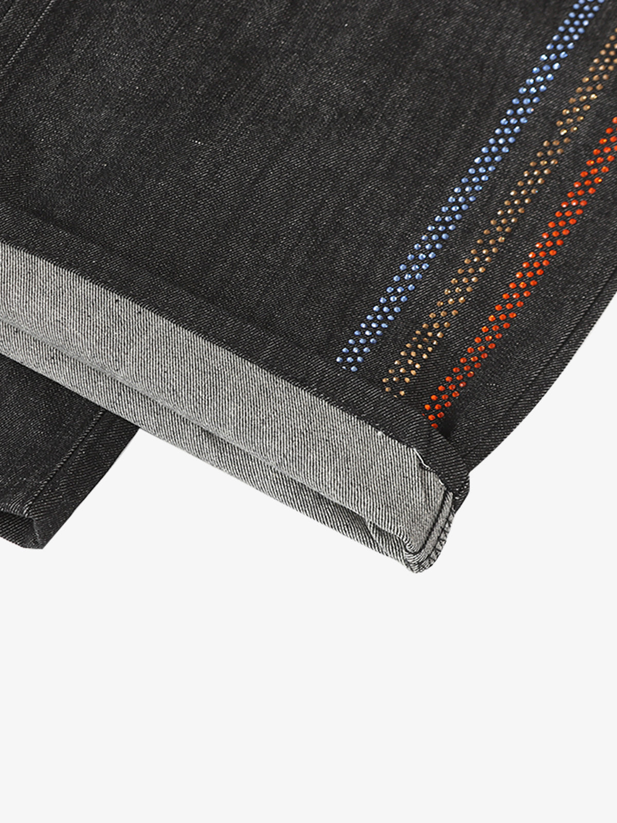 Streetwear Rainbow Rhinestone Stripe Embellished Jeans