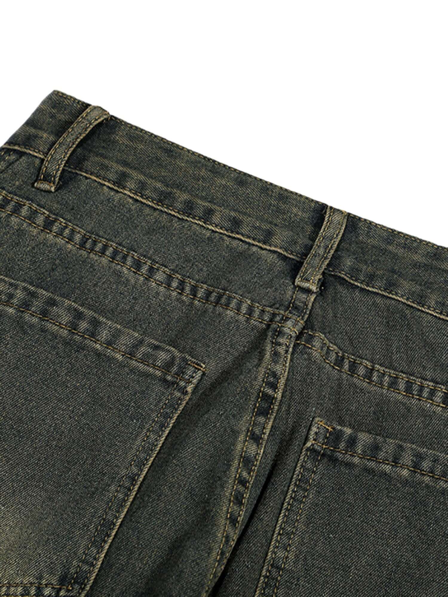 American Distressed Retro Multi pocket Workwear Washed Jeans