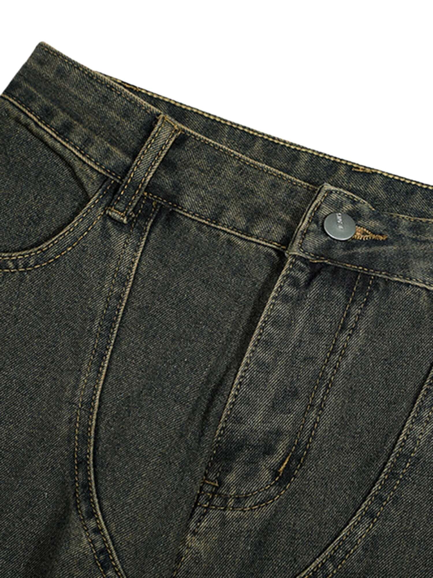 American Distressed Retro Multi pocket Workwear Washed Jeans