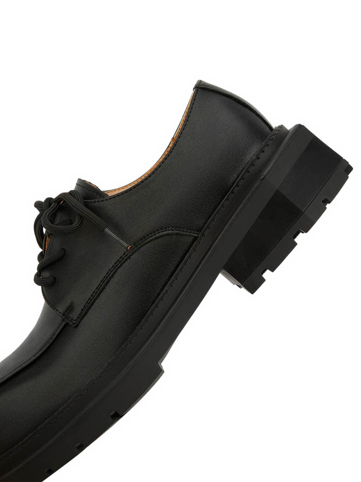 Black Square Toe Leather Shoes Streetwear