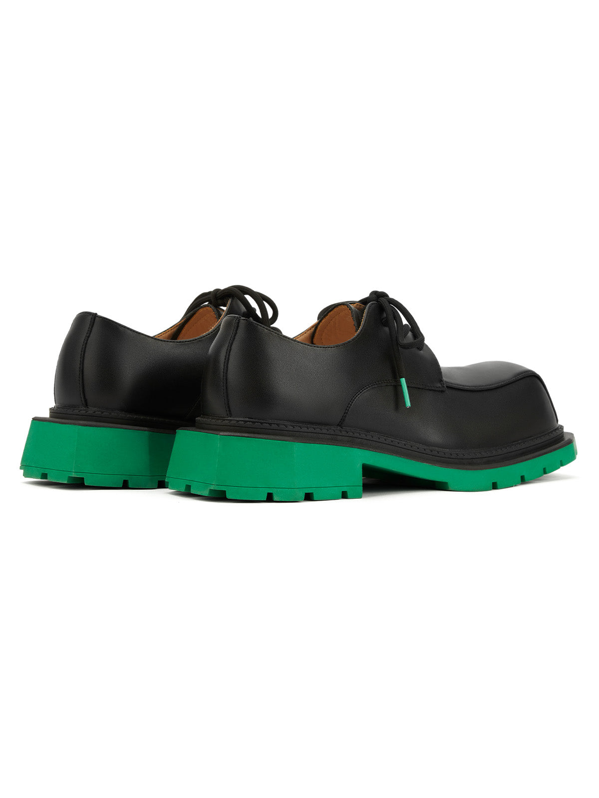 Black Square Toe Leather Shoes Streetwear