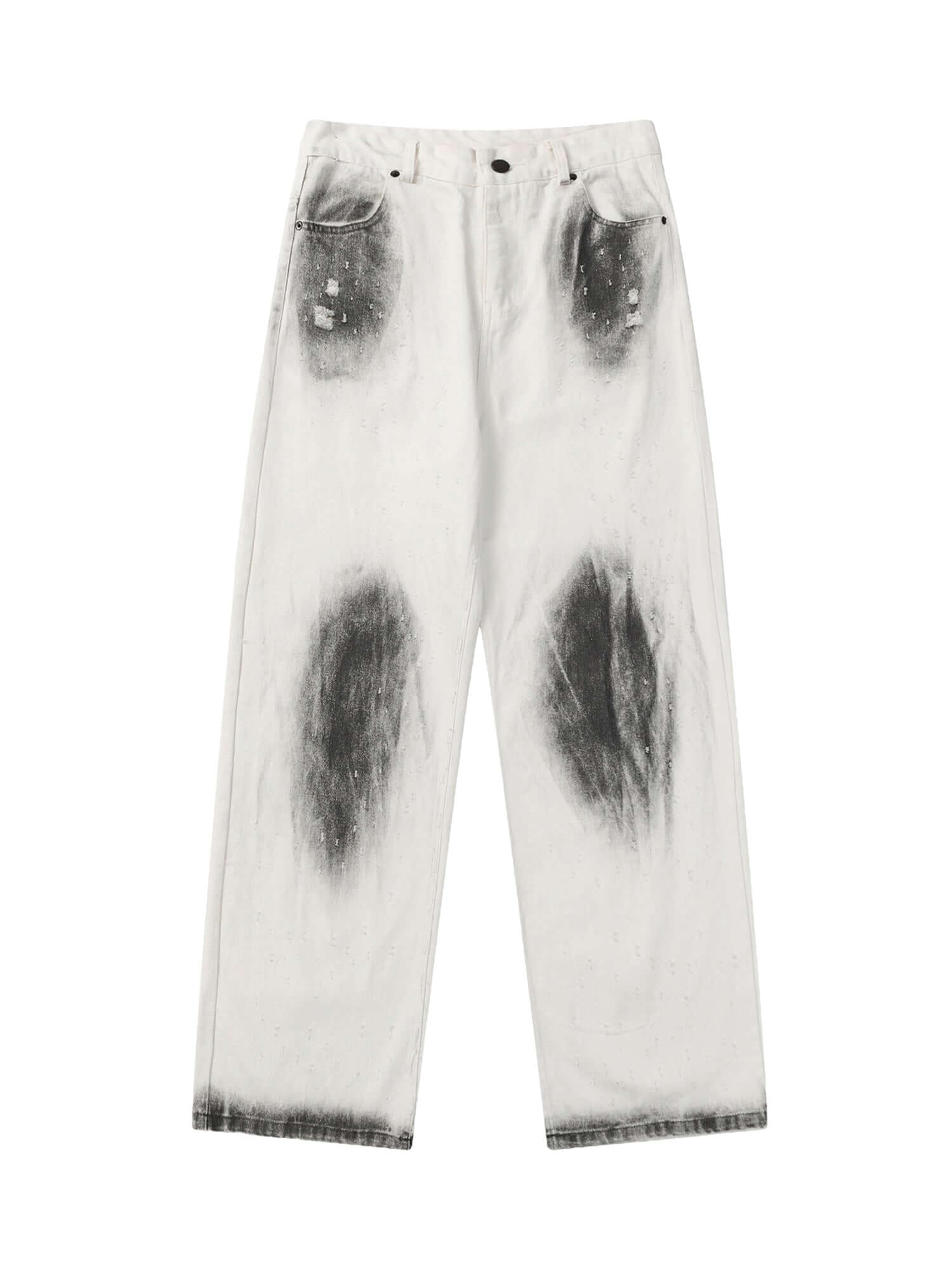 Black Stains Washed Jeans Streetwear