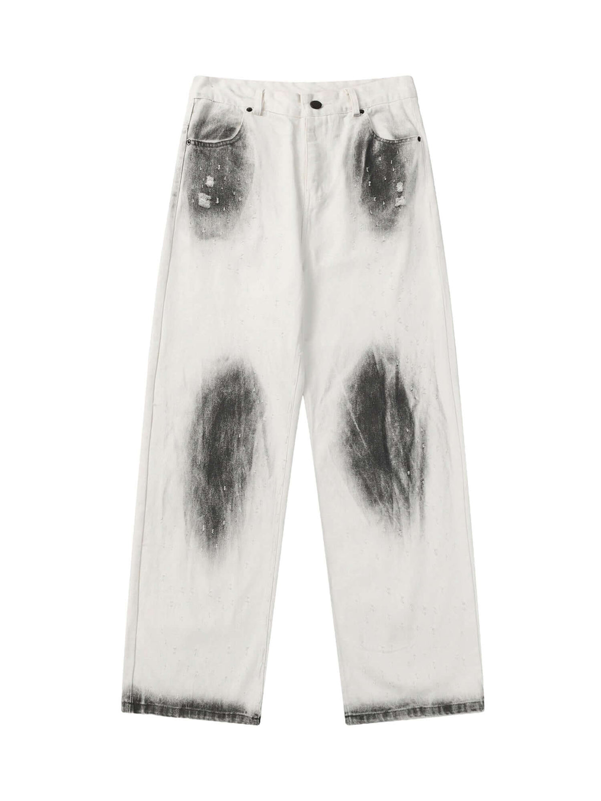 Black Stains Washed Jeans Streetwear