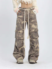 Camo Baggy Wide Leg Pockets Cargo Pants Street Utility