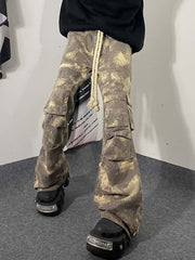 Camo Baggy Wide Leg Pockets Cargo Pants Street Utility