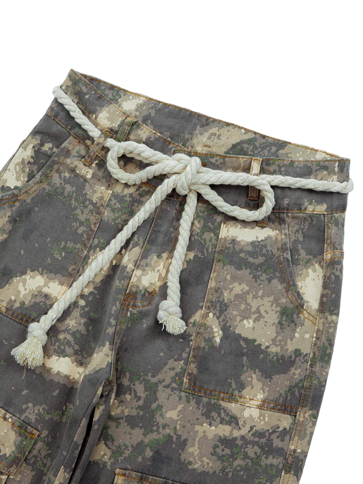 Camo Baggy Wide Leg Pockets Cargo Pants Street Utility
