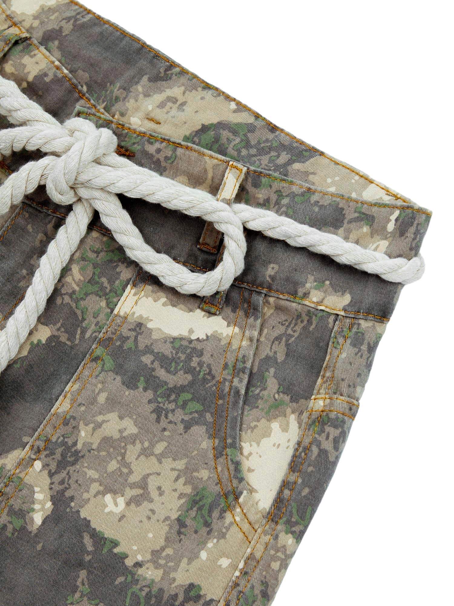 Camo Baggy Wide Leg Pockets Cargo Pants Street Utility