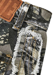 Camouflage Leaf Straight Leg Pants Utility Street Style