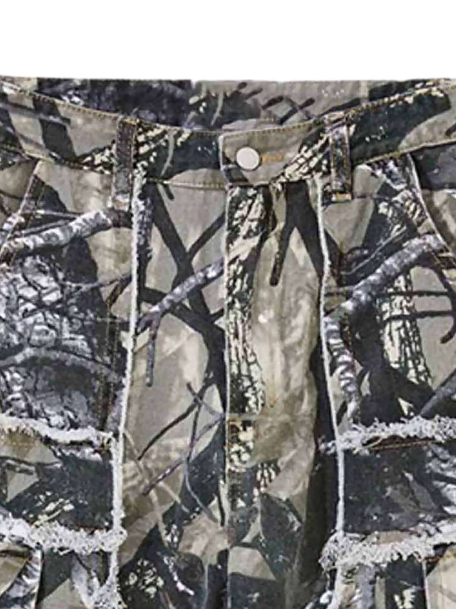 Camouflage Leaf Straight Leg Pants Utility Street Style
