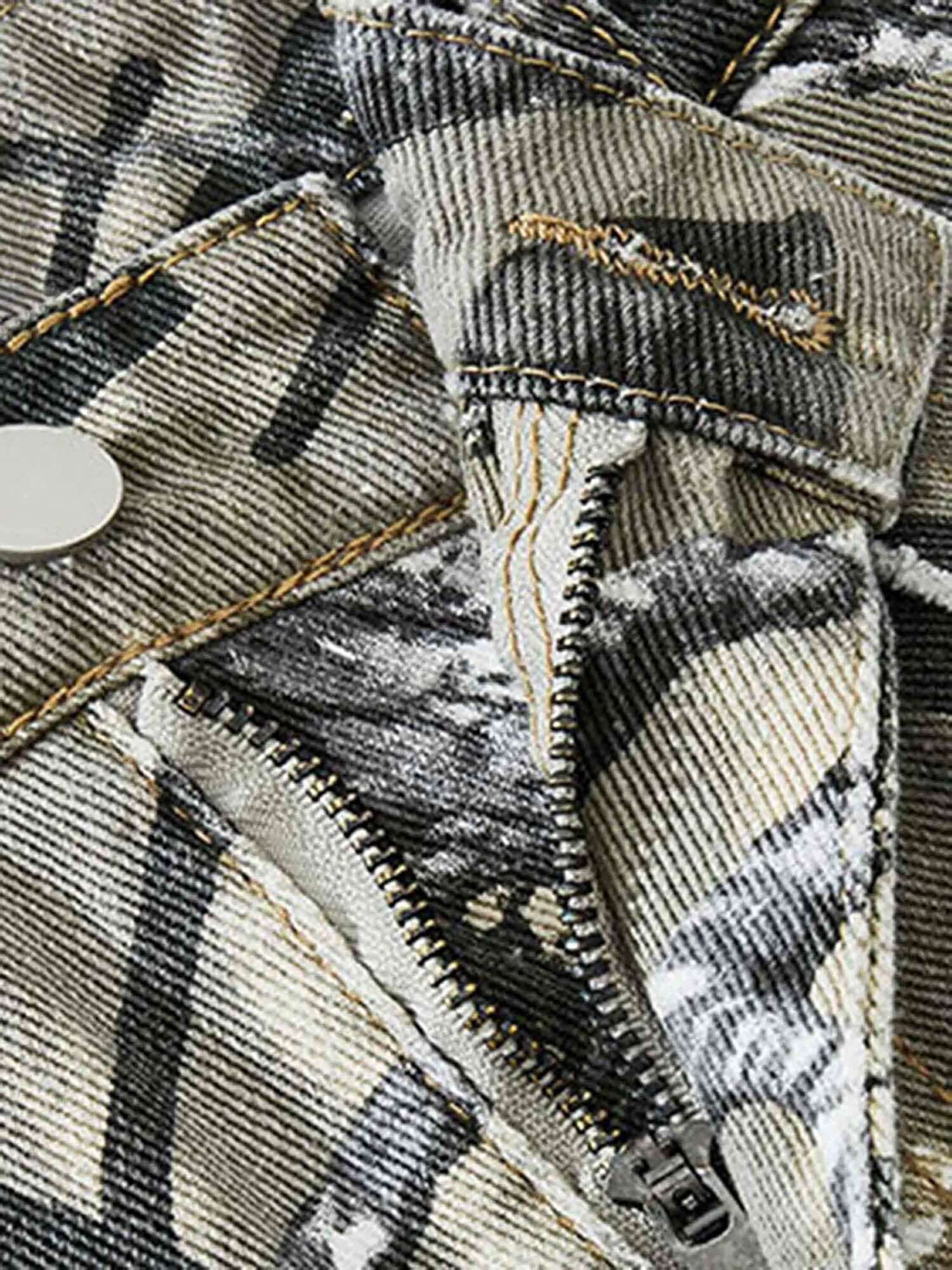 Camouflage Leaf Straight Leg Pants Utility Street Style