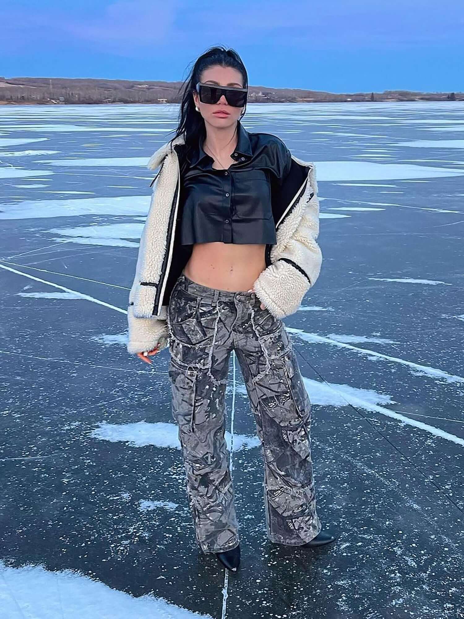 Camouflage Leaf Straight Leg Pants Utility Street Style