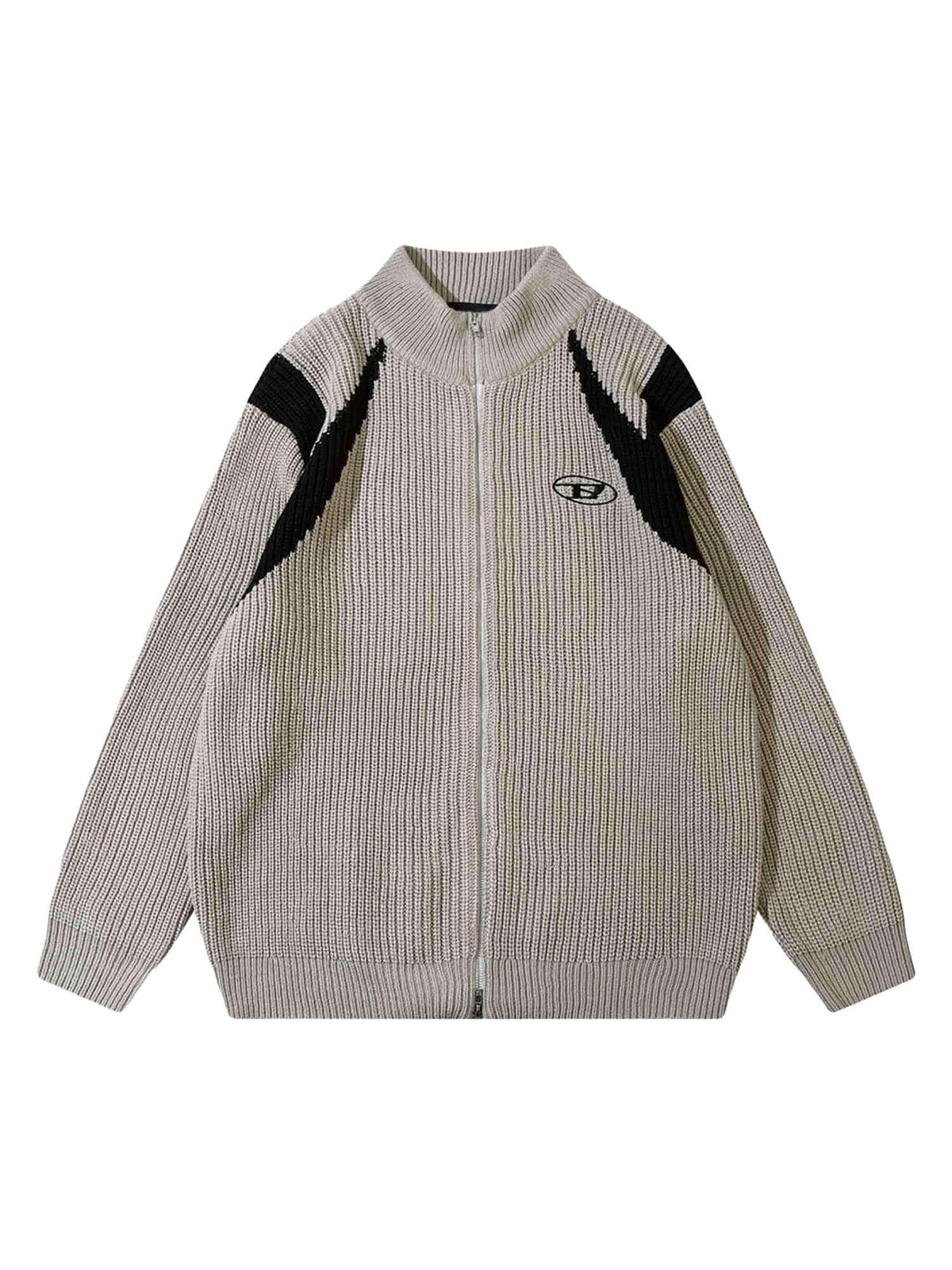 Color Block Zipper Sweater Jacket Casual Sporty Style