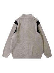Color Block Zipper Sweater Jacket Casual Sporty Style