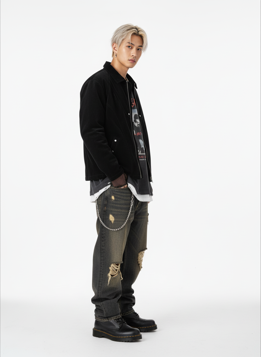 Suede Lapel Deconstructed Patchwork Jacket