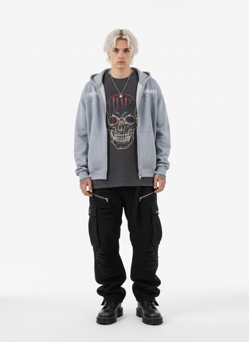 Vintage Suede Letter Embroidered Cropped Hooded Sweatshirt