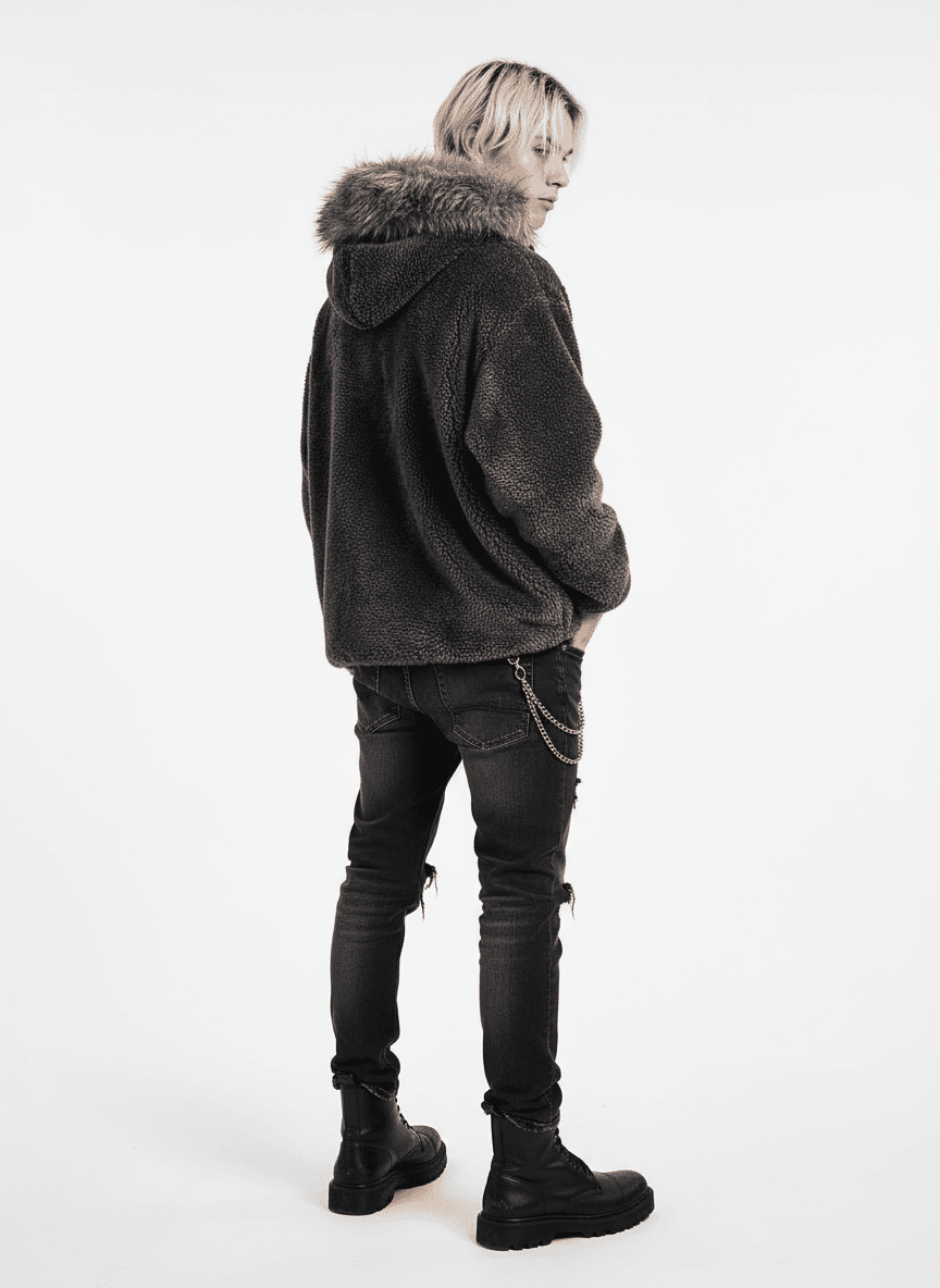 Fur Hooded Quilted Sherpa Jacket