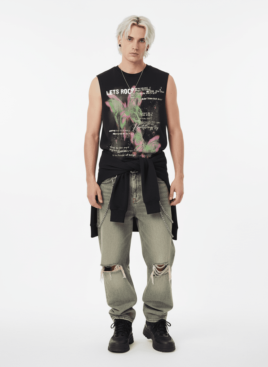 Street Butterfly Graphic Tank Top