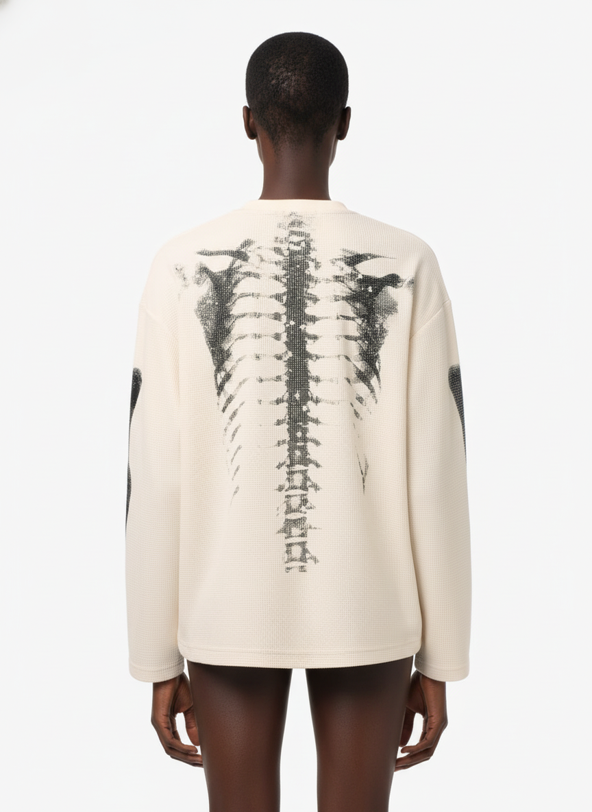 Skeleton Graphic Waffle Sweatshirt
