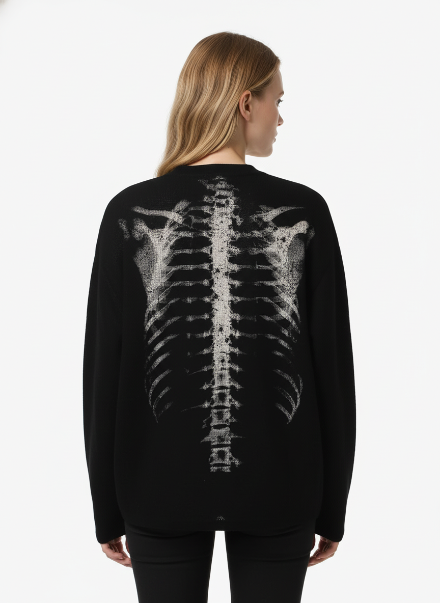 Skeleton Graphic Waffle Sweatshirt
