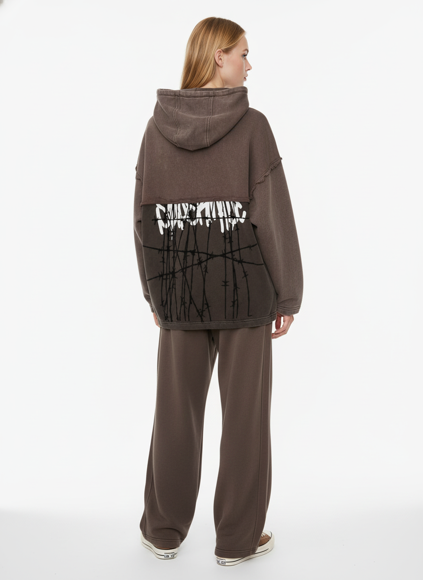 Distressed Thorn Destruction Painting Hooded Sweatshirt