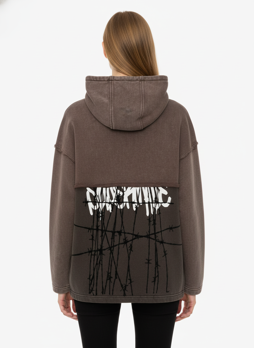 Distressed Thorn Destruction Painting Hooded Sweatshirt