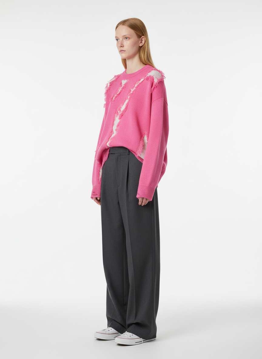 Vintage Street Distressed Ripped Knit Sweater
