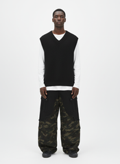 Retro Camouflage Faux Two-Piece Detachable Patchwork Pants