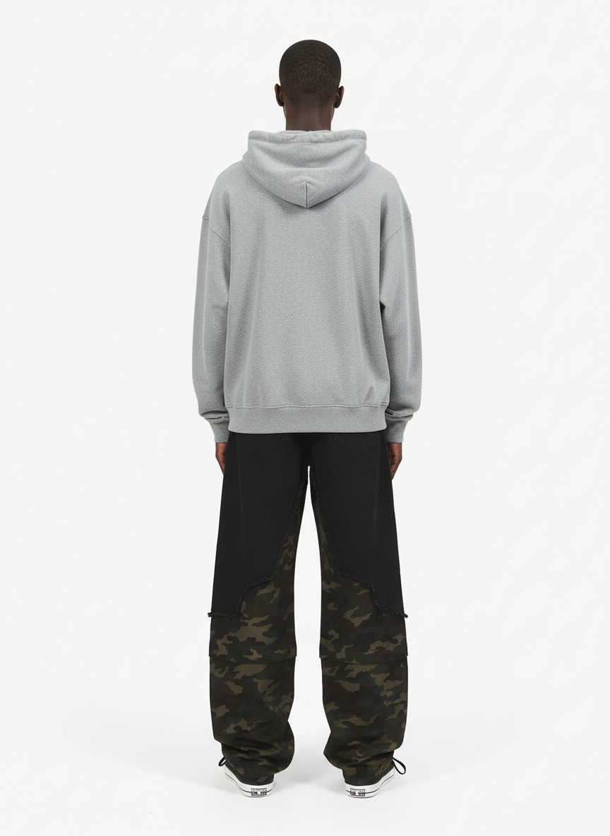Retro Camouflage Faux Two-Piece Detachable Patchwork Pants