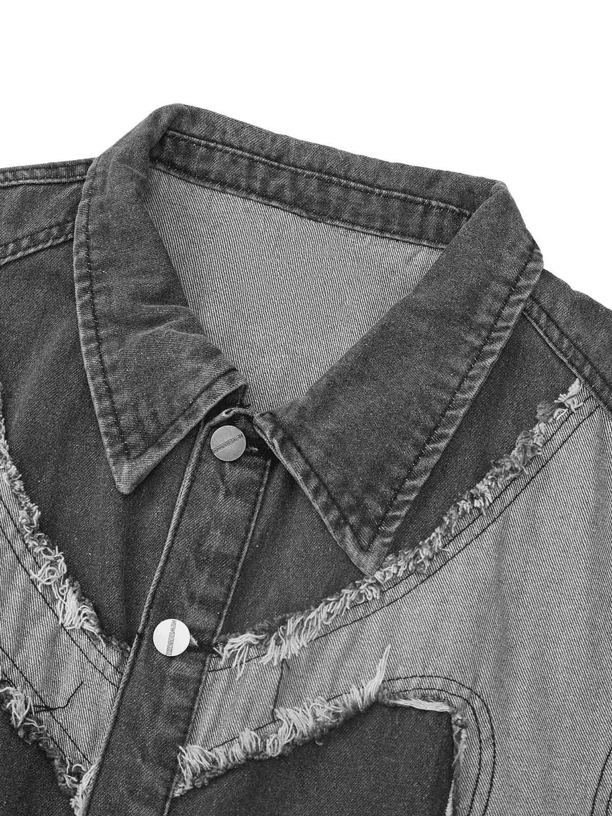 Contrast Denim Heart Stitching Street Rap Vest Modern Style