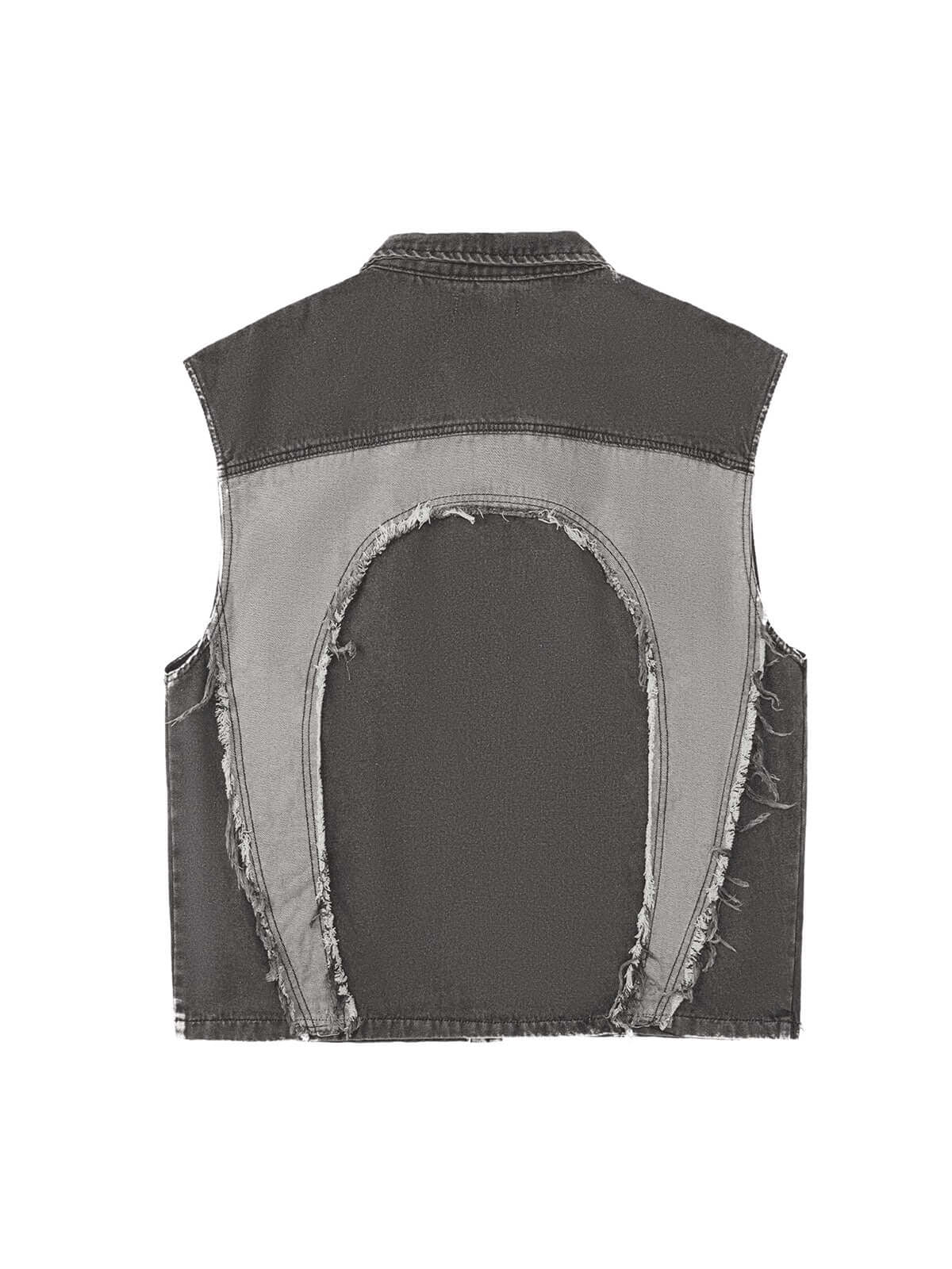 Contrast Denim Heart Stitching Street Rap Vest Modern Style