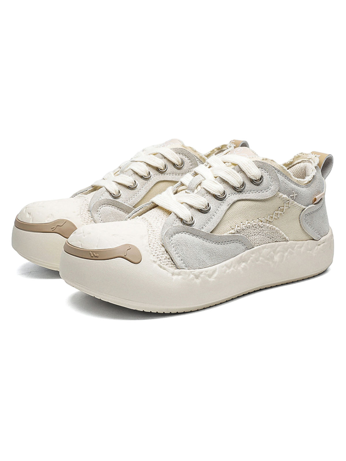 Fun Big Toe Leather Spliced Sneakers Streetwear