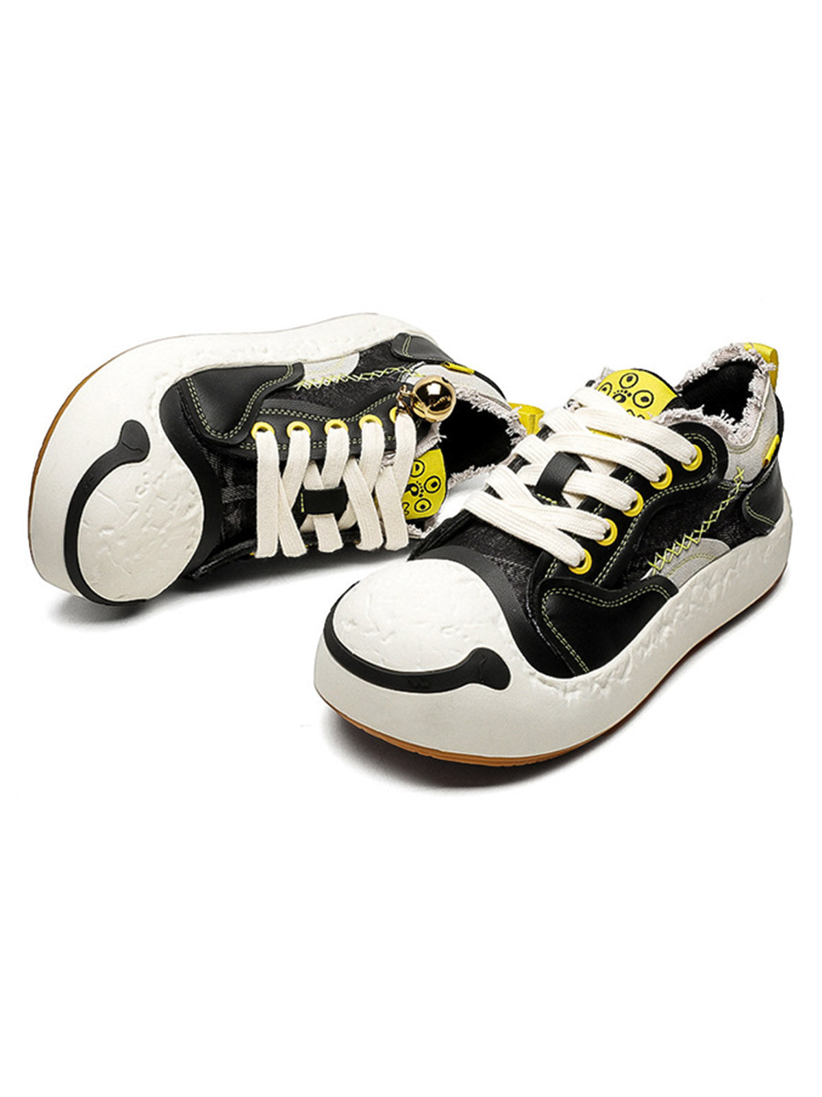Fun Big Toe Leather Spliced Sneakers Streetwear