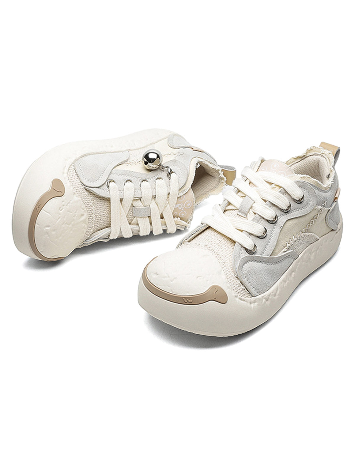 Fun Big Toe Leather Spliced Sneakers Streetwear