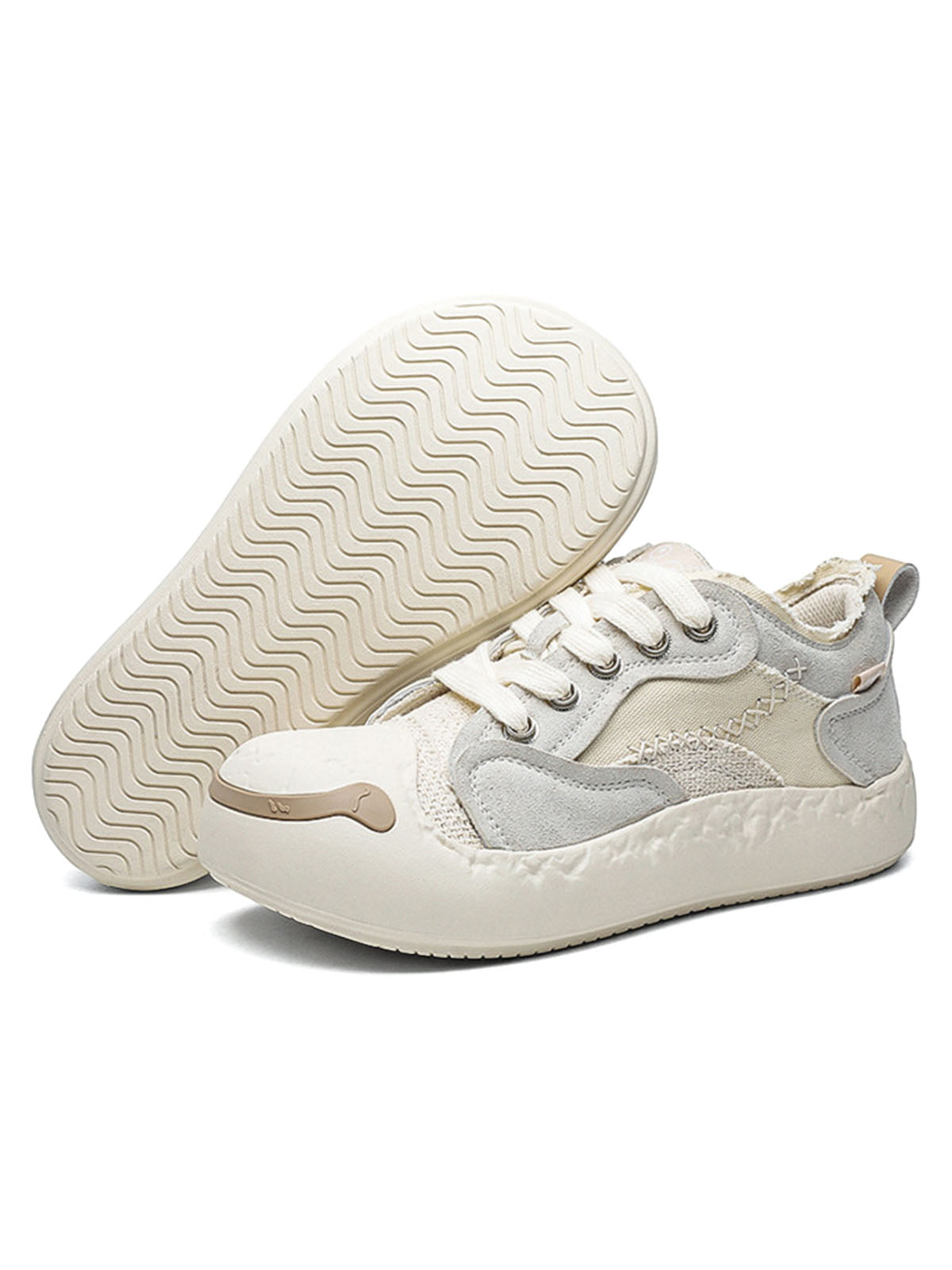 Fun Big Toe Leather Spliced Sneakers Streetwear