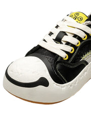 Fun Big Toe Leather Spliced Sneakers Streetwear
