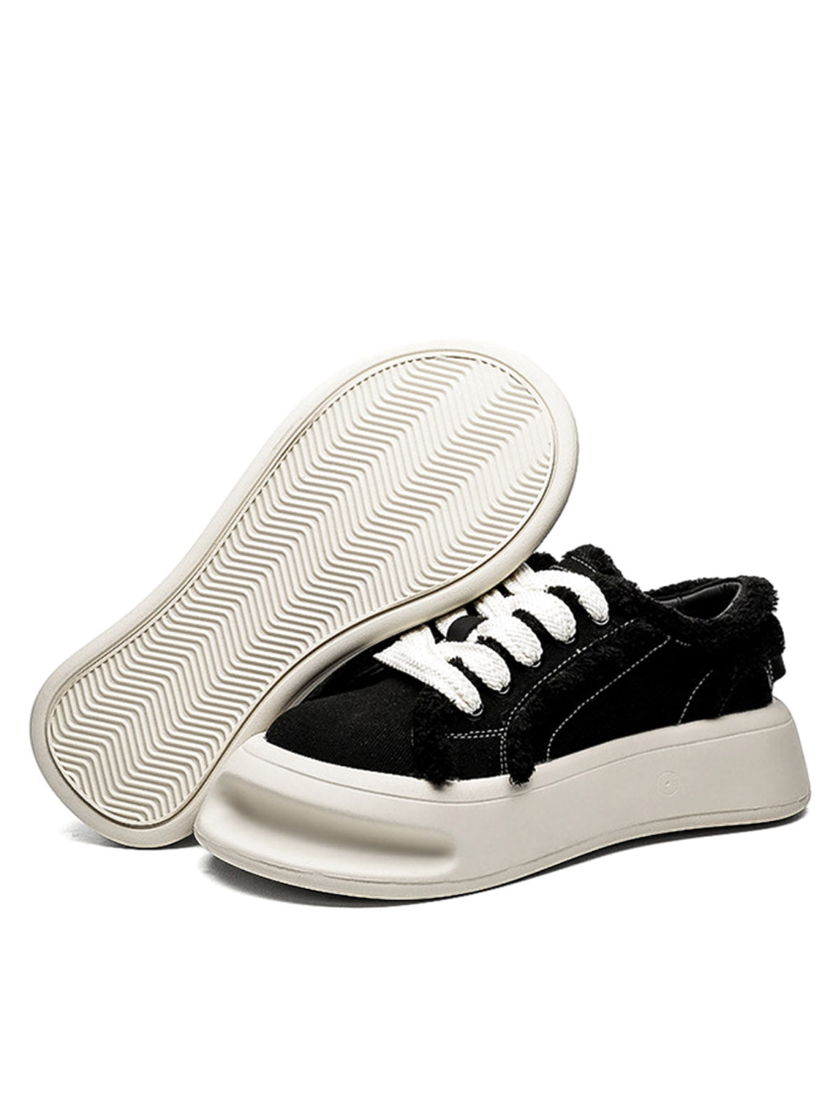 Fuzzy Trim Chunk Shoes Streetwear